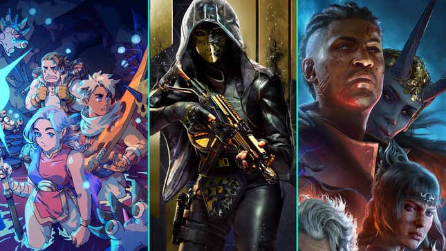 A collage shows characters from Sea of Stars, Call of Duty, and Baldur's Gate III.
