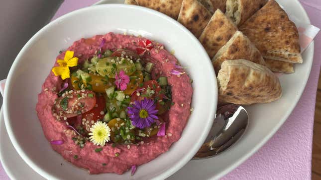 Good Vibes Beets Hummus at the Malibu Barbie Cafe