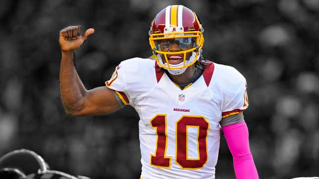 Washington Redskins quarterback Robert Griffin III (10) looks to pass  during second quarter action against the