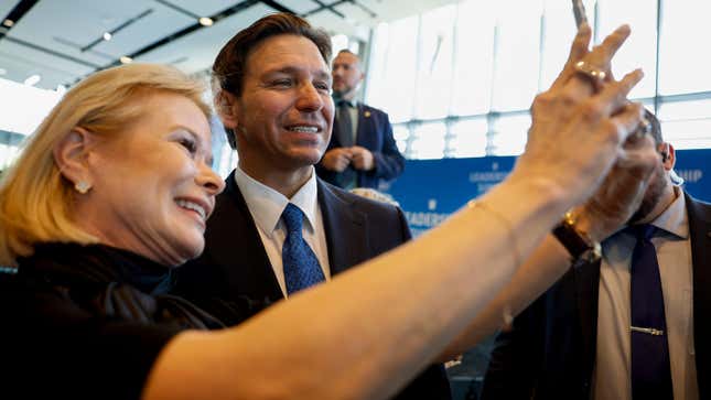 DeSantis greets attendees after his remarks at the Heritage Foundation’s 50th Anniversary Leadership Summit on April 21, 2023