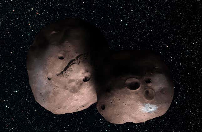 Impresión artística de Arrokoth, uno de los objetos transneptunianos descubiertos más recientemente.