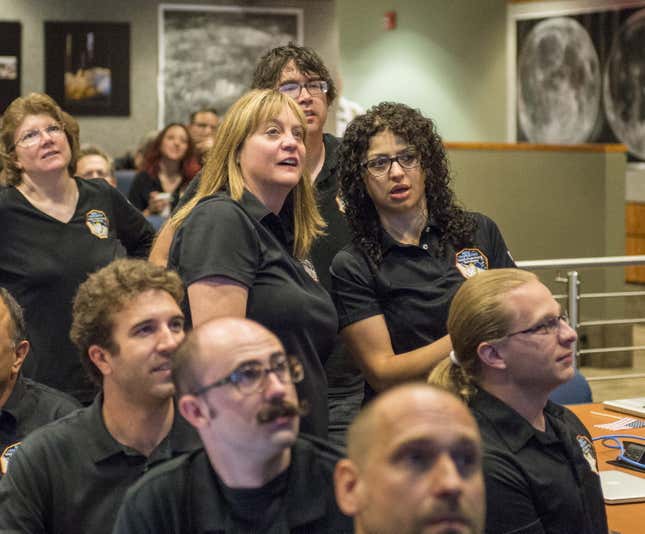 Members of the New Horizons science team react to seeing the spacecraft’s last and sharpest image of Pluto.