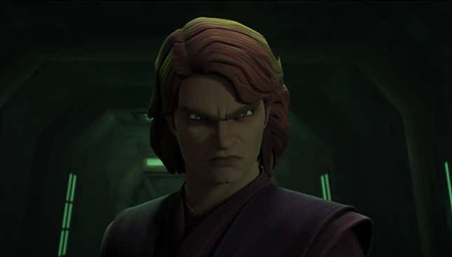 An animated Anakin Skywalker turns to the dark side.