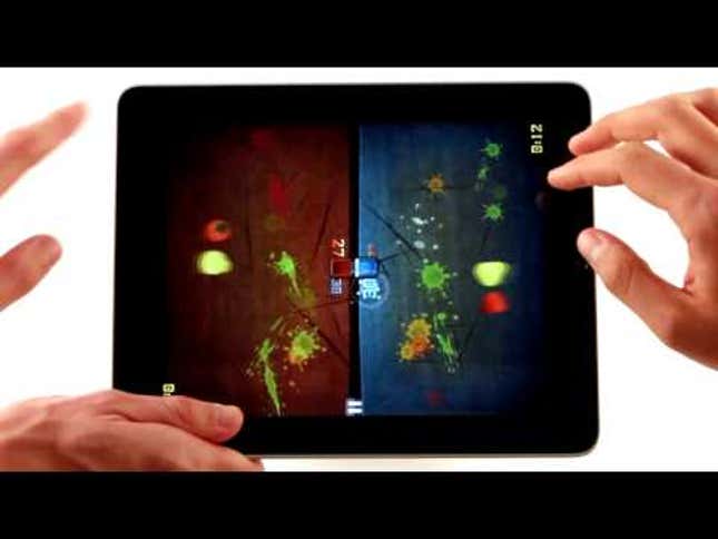 Fruit Ninja For iPad With 8 Finger, Head-To-Head Fruit Slicing