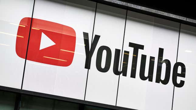 Detail of the YouTube logo outside the YouTube Space studios in London, taken on June 4, 2019. 