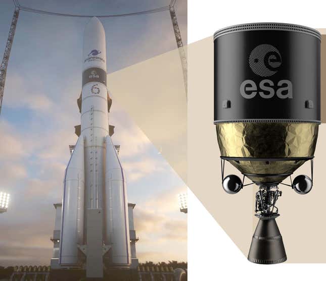 Conceptual view of an Ariane 6 rocket embedded with the Phoebus upper stage.