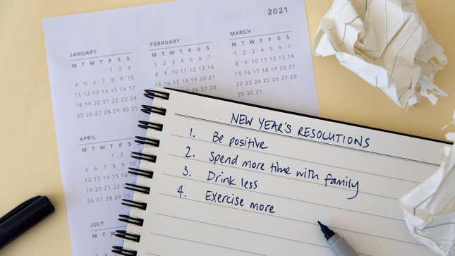 Image for article titled Idiotic New Year’s Resolutions You’ll Never Actually Keep