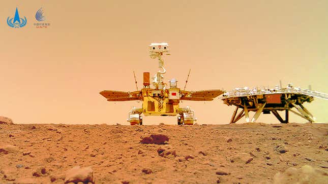 The Zhurong rover in Utopia Planitia, Mars.