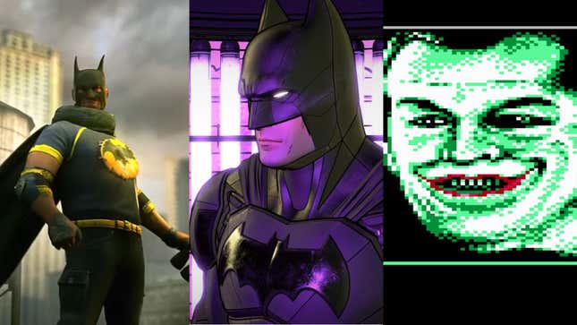 Left: Gotham City Impostors (Image: Warner Bros. Interactive Entertainment), Center: Batman: The Enemy Within (Image: Telltale Games), Right: Batman (Screenshot: Batman)