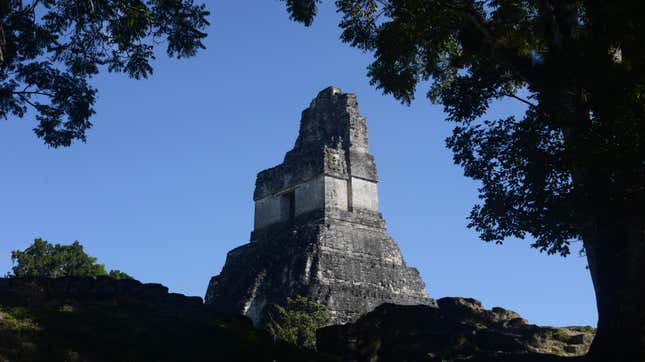 A large stone temple in Tikal.