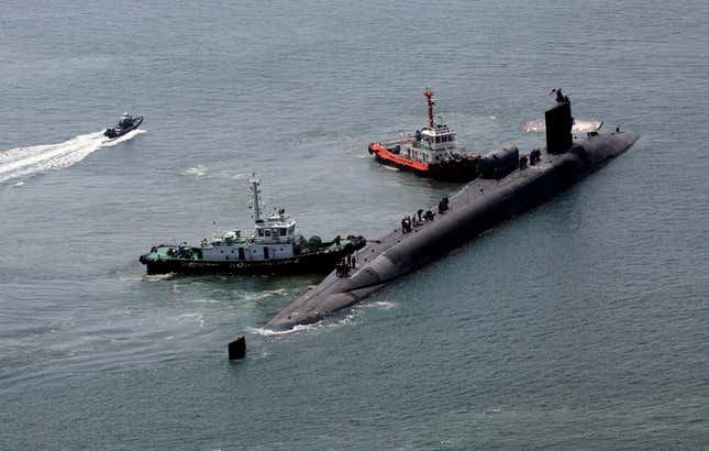 Ohio-class U.S. nuclear-powered submarine USS Michigan (SSGN 727) arrives at a port in Busan, South Korea, June 16, 2023.