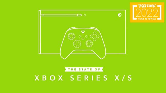 A green illustration of an Xbox Series X console. 