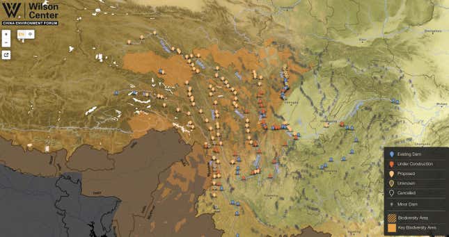 Over 70 dams are in key biodiversity areas in southwest China.