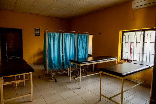 An empty ward in a primary health care center in Lagos. To maintain the anonymity of the nurses interviewed, Quartz has not photographed the hospitals where they work, while this ward is similarly bare, it is not the same hospital as described in the text.