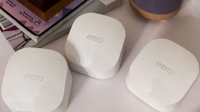 A photo of three Eero routers