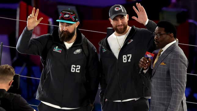 Image for article titled Kelce Brothers Beg NFL To Let Them Play On Same Team For Super Bowl