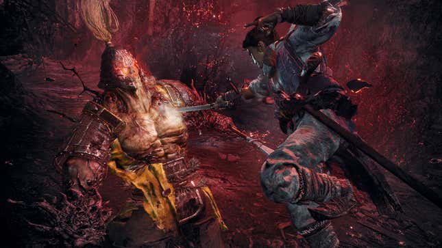 A Wo Long: Fallen Dynasty image showing the player character stabbing a demon soldier in the chest.