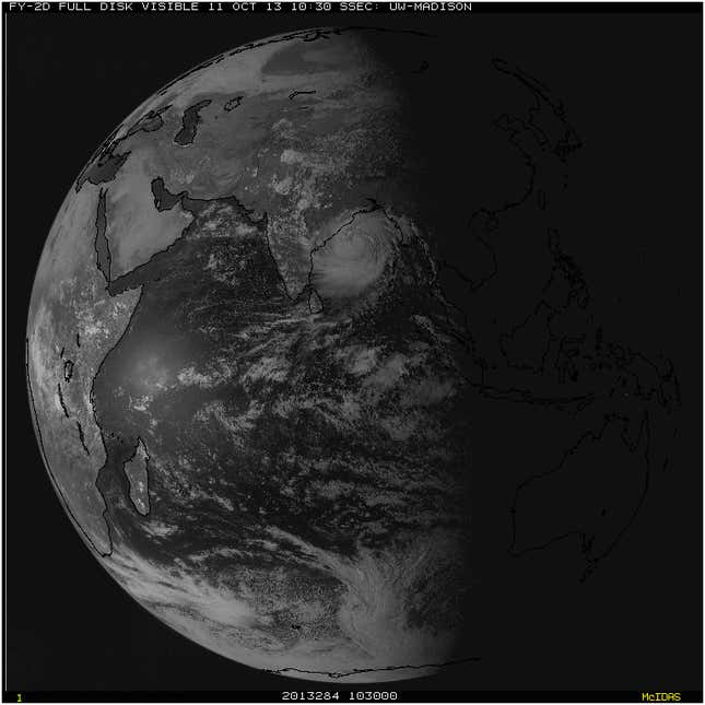 Image for article titled Cyclone Phailin is half the size of India and strengthening quickly as it heads for land