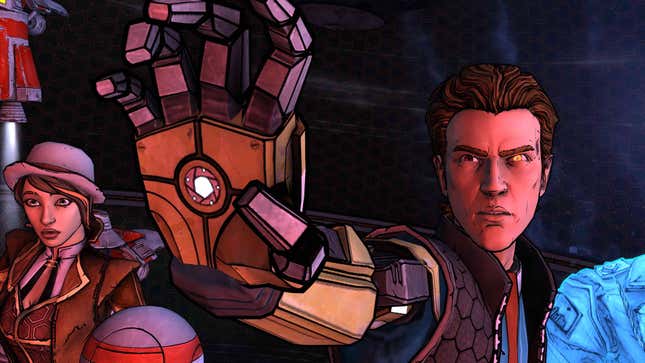 Rhys aims a gun hand in Tales From the Borderlands.