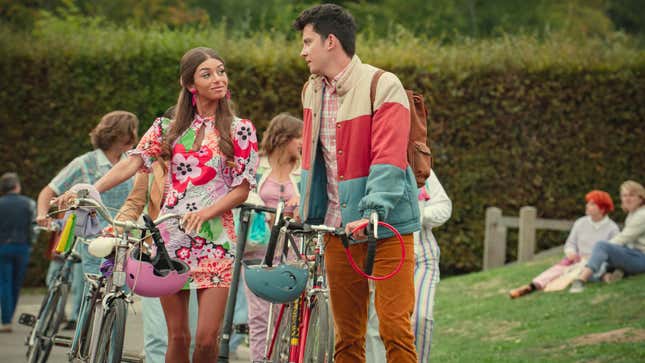 Mimi Keene as Ruby and Asa Butterfield as Otis in Sex Education 
