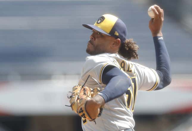 Sep 6, 2023; Pittsburgh, Pennsylvania, USA;  Milwaukee Brewers starting pitcher Freddy Peralta (51) delivers a pitch against the Pittsburgh Pirates during the first inning at PNC Park.