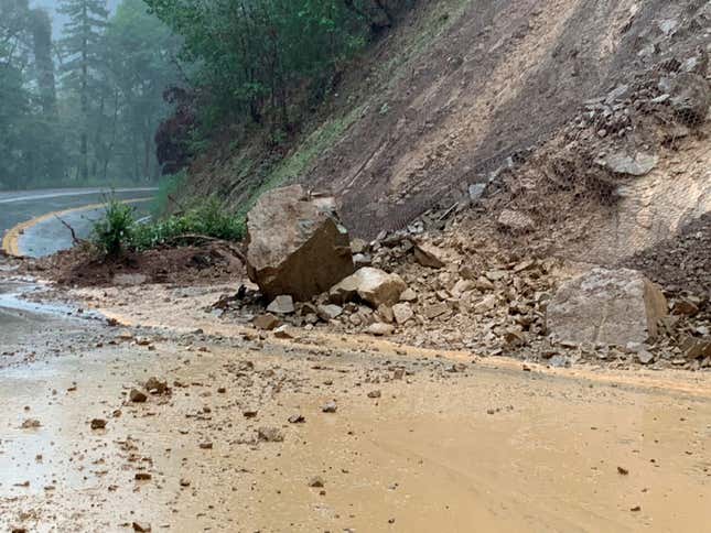 Photo of landslide on road