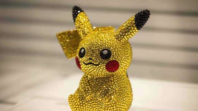 This is a Pikachu covered in Swarovski crystals, but it might be more valuable if it was cardboard.