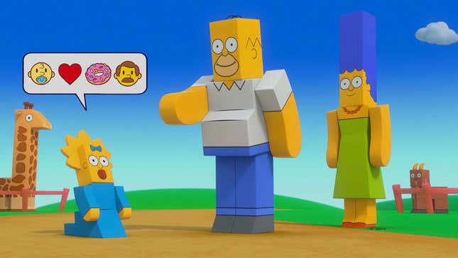 A screenshot shows Homer and Marge in Boblox from the new episode. 