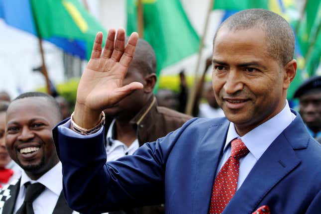 Moise Katumbi, governor of Democratic Republic of Congo's mineral-rich Katanga province, arrives for a two-day mineral conference in Goma, Democratic Republic of Congo March 24, 2014.