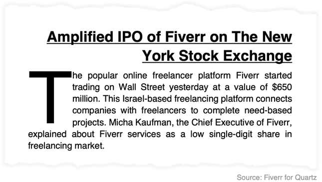 A paragraph from Five Dollar's story.
