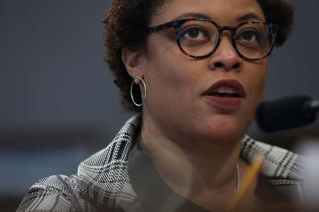WASHINGTON, DC - MARCH 23: White House Office of Management and Budget Director Shalanda Young testifies during a hearing before the Financial Services and General Government Subcommittee of the House Appropriations Committee at Rayburn House Office Building on Capitol Hill