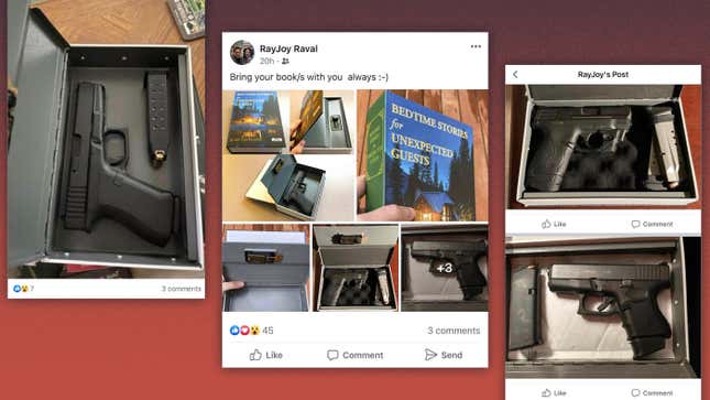 Screenshots of Facebook posts showing concealed handguns