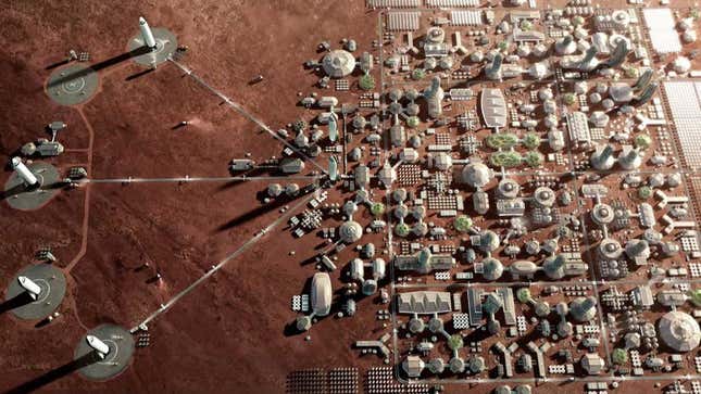Conceptual image of future Martian city. 