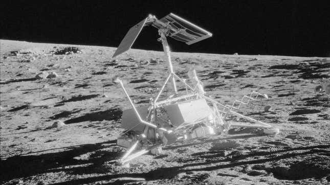 The US Surveyor III Moon lander was photographed by Apollo astronauts in 1969.