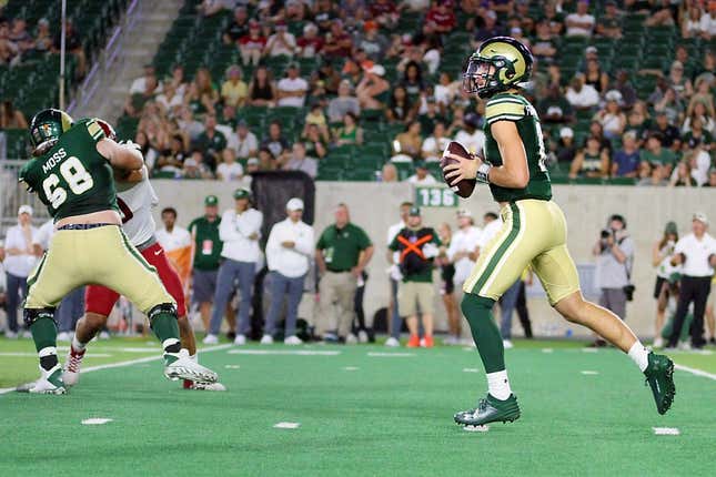 Colorado State   s Brayden Fowler-Nicolosi, looks to pass downfield during the fourth quarter the Rams    first game against Washington State on Saturday, Sept. 2, 2023. The Rams were defeated 50-24.