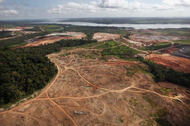 A view of a deforested Amazon rainforest.