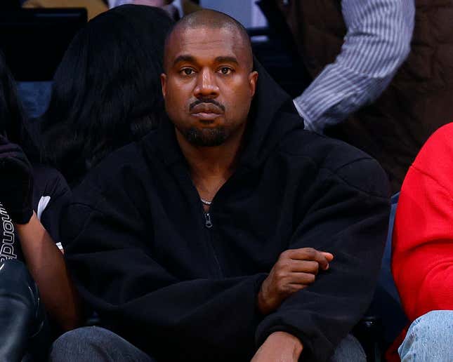 Kanye West attends a game between the Washington Wizards and the Los Angeles Lakers on March 11, 2022 in Los Angeles, California.