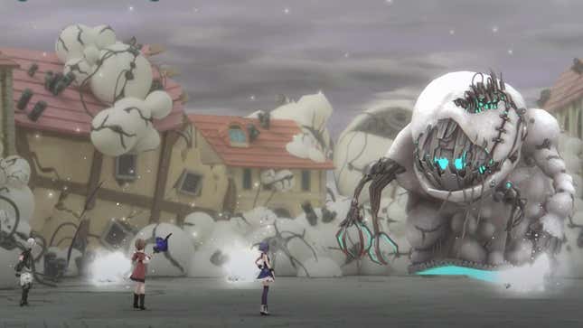 Characters battle a monster in Fantasian.