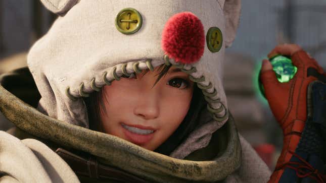 Yuffie wears a cute hood and holds a materia orb.