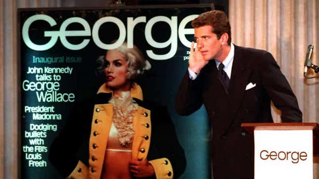 Image for article titled QAnon Supporter Resurrects JFK Jr.&#39;s Magazine George and Puts Trump&#39;s Face on the Cover