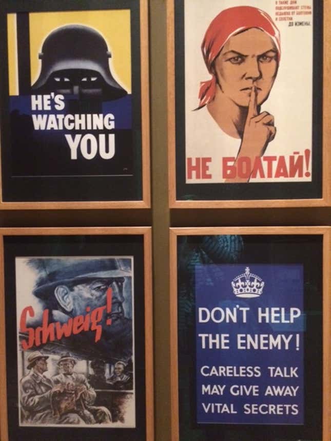 Propaganda posters from both sides.