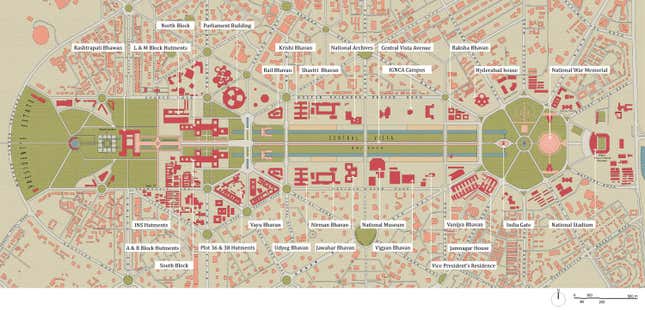 Map of the existing Central Vista buildings.