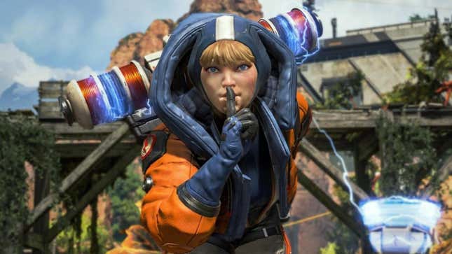 A character in Apex Legends says "shhh."