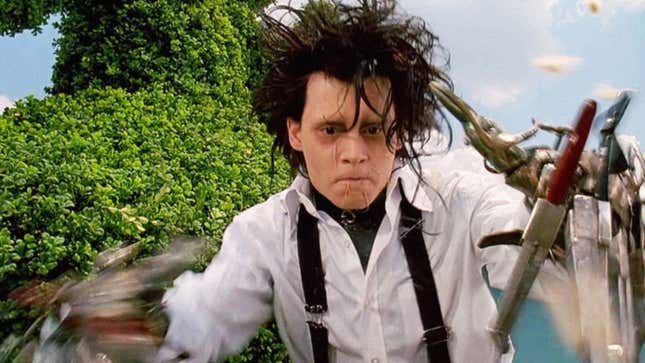 Johnny Depp doing some gardening in Edward Scissorhands.