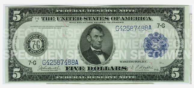 Behold: A 1914 fiver.