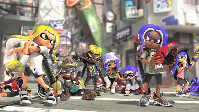 Splatoon 3 teams line up for the next match. 