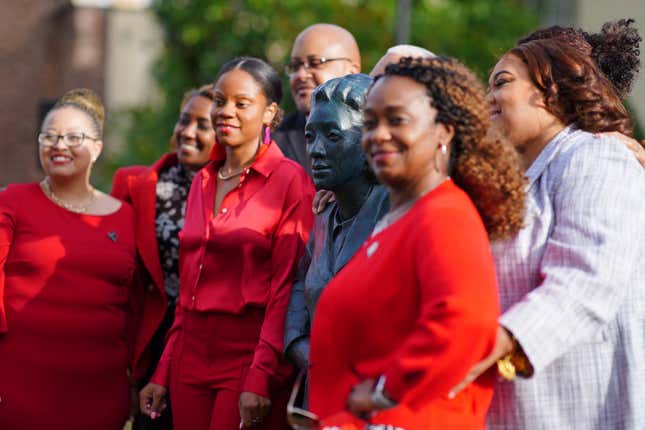  The family of Henrietta Lacks at the unveiling of a statue on the 70th anniversary of her death at Royal Fort House in Bristol. The statue, created by Bristol artist Helen Wilson-Roe, is the first public sculpture of a black woman made by a black woman in the UK.