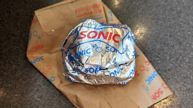 Sonic burger wrapped in foil
