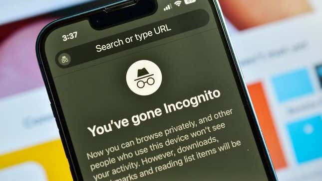 Chrome's Incognito Mode screen on a phone. 
