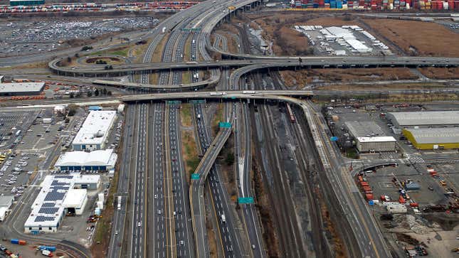 A photo of the New Jersey Turnpike highway. 